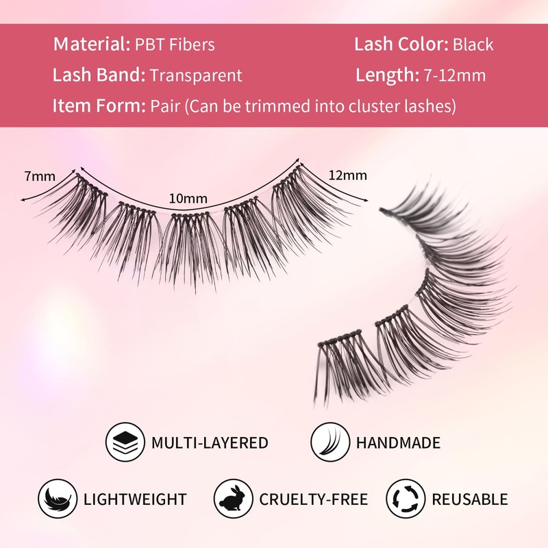 Natural Clear Band False Eyelashes Wispy Faux Mink Lashes Cat