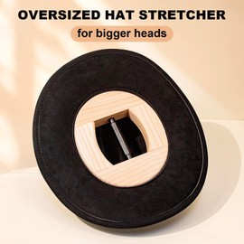 4 Way Hat Stretcher, XL Fitted Cowboy Hats Stretcher for Men, Extender Widener Shaper Fits All Caps - Solid Wood, Heavy Duty of Hat Jack Enlarger, Black, X-Large-XX-Large