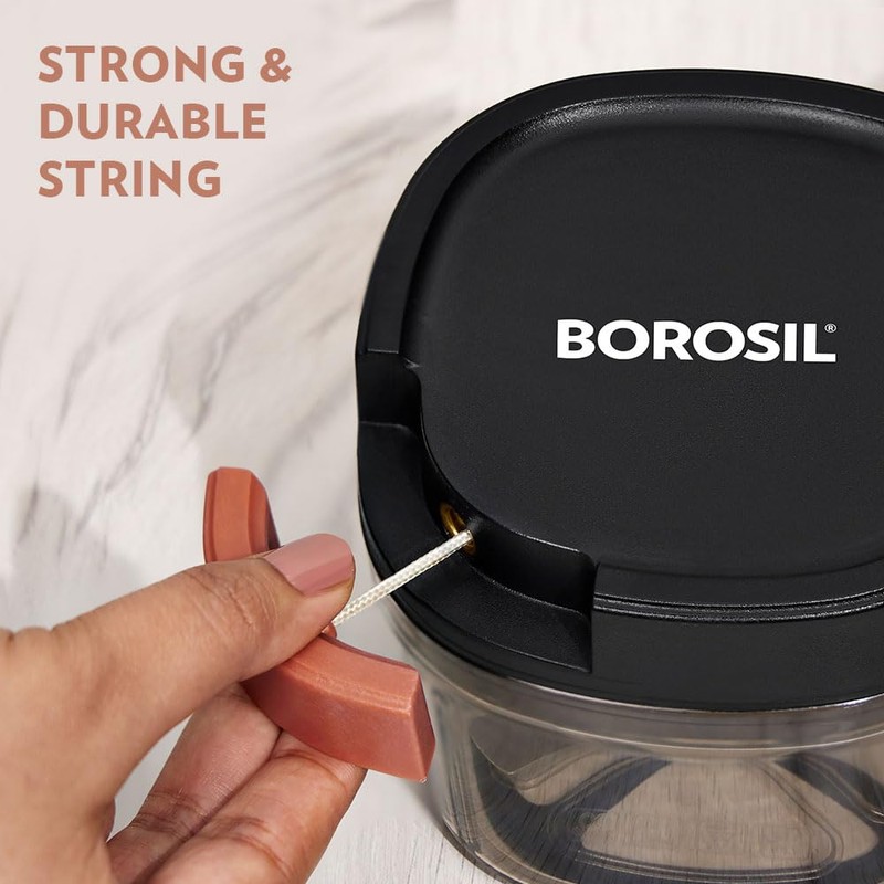 Borosil Chopper with 3 Blades, Pull Chopper with Durable String,