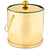 Kraftware Mylar Ice Bucket Polished Brass Color with Metal Lid,