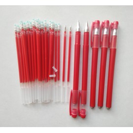 30 Pcs Red Pen Refills and 5 Pcs Red Gel Ink Pens,Gel Pen Refills Set Kit,Ink Pen Refills with 5 Gel Pens,0.5 mm Fine Point Pen,Work Pen Smooth Writing for Office.(Red)