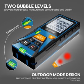 SG SURGOAL Laser Measure with 2 Bubble Levels 328ft Outdoor Digital Laser Measurement Tool Handle Distance Measuring Tape for Area Volume Pythagoras Mode Portable Durable