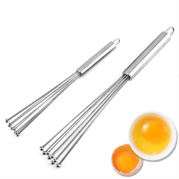 2 Pieces Stainless Steel Ball Whisk Set for Mixing, Cooking,