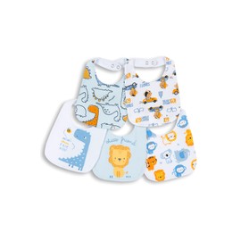 Chicco Unisex Baby Soft Cotton Feeding Bibs (Pack of 5), lightblue