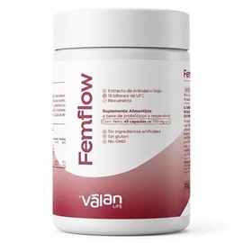 Valan Life Suplemento Mujer Femflow Resveratrol Probióticos Antioxidantes Cápsulas 750 Apoyo Bienestar Femenino Microbiota Intestinal Vaginal