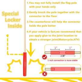 Uelfbaby Bike Flag with Pole 6 Feet High Visibility Flags with Heavy Duty Fiberglass F