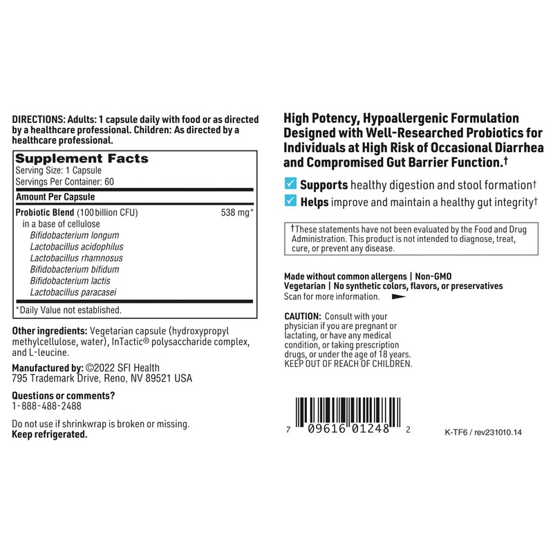 Klaire Labs SFI Health Ther-Biotic Factor 6 Probiotic - Ultra-Strength