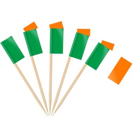AhfuLife Irish Flag Toothpick for St. Patrick's Day Decorations, 100 PCS Ireland Flags Cupcake Toppers, Mini Irish Flag Cocktail Picks for Irish Party Supplies, Ireland Festival Decorations