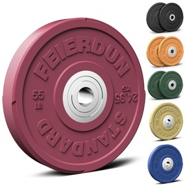 FEIERDUN 2" Color Olympic Bumper Plate Weight Plate for Strength Training - 100% Virgin Rubber