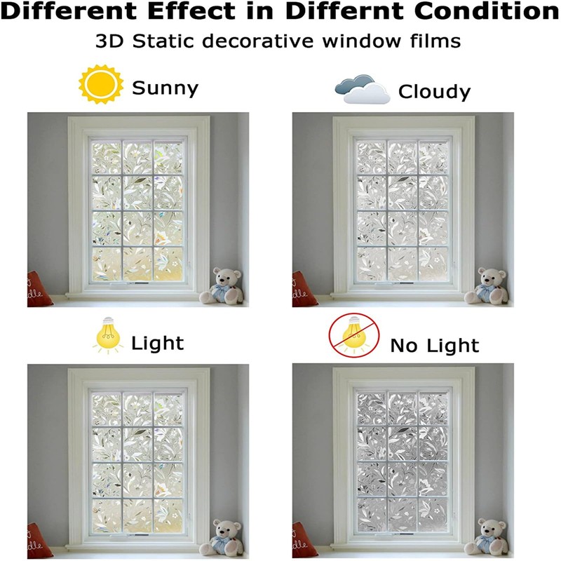 LEMON CLOUD Window Film, Decorative Window Privacy Film, 3D Stained