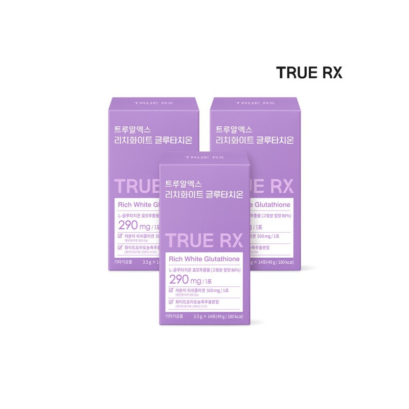 TrueRX (현대홈쇼핑)트루알엑스 리치 화이트 글루타치온 3박스 42포 6주분 (Hyundai Home