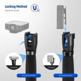 NEEWER 12"/30cm Telescoping Interview Mic Handle for Wireless Go, Lavalier Video Microphone Handheld Adapter with Cold Shoes Compatible with RODE Wireless Go II DJI Mic NEEWER CM22, MS004