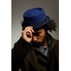 DASMARCA Jack Blue Wool Felt Winter Porkpie Hat - XL