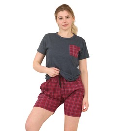 biyya® Women's Pyjamas Sets with Shorts Ladies Pyjamas Cotton Short Sleeve Soft 2 Pieces Pjs Set Summer Loungewear Sleepwear Nightwear for Women S-XXL (WSS-117-B, XXL)