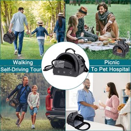 Kelivi Small Pet Carrier Bag,Guinea Pig Carrier with Water Bottles Hole,Removable Liner Rabbit Carrier,Portable Double Doors Outdoor Small Animal Carrier,Hamster,Bunny,Bearded Dragon (Grey-Large)