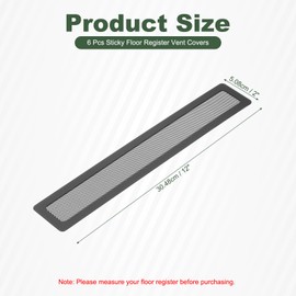YOKIVE 6 Pcs Floor Vent Covers, Sticky Floor Register Cover PVC Mesh Air Vent Screen Filters, Great for Home Floor, Wall, Ceiling, Catch Debris Hair Dust (Black, 12-Inch x 2-Inch)