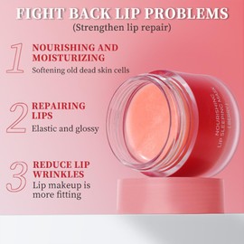 Lip Sleeping Mask Overnight Lip Skincare - Lip Moisturiser Lip Mask for Dry Cracked Peeling Lips, Fades Lip Lines & Repairs Chapped Lips, Non-Greasy Lip Balm for Daily Use Lip Care