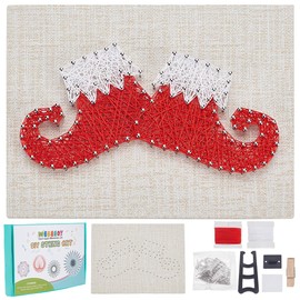WEBEEDY Christmas Elf Shoes String Art Kit 3D DIY String Art Crafts Make Your Own String Art Board with Stand,Santa Elf Boots String Art Activity Complete String Art with All Accessories Unique Gift