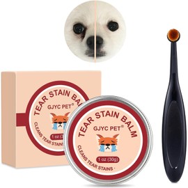 GJYC PET Natural Tear Stain Remover Balm for Dogs & Cats – Gentle & Effective Eye Care, Prevents Tear Stains & Reduces Redness, Safe & Non-Irritating Formula with Professional Brush, 1 oz
