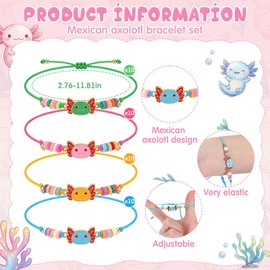 Hinly 40 Pcs Axolotl Bracelets Bulk, Adjustable Beaded Bracelets Cute Animal Charm Jewelry for Birthday, Wedding Bridesmaid Gifts, Baptism Theme Party Supplies for Guests and Women