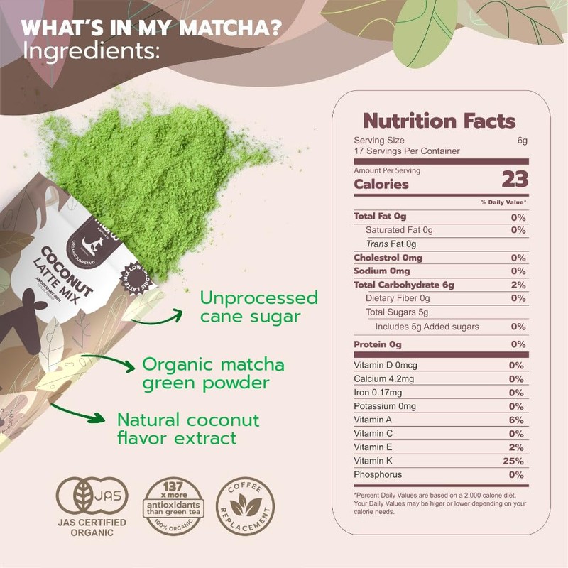 Organic Low-Calorie Matcha Latte - Coconut