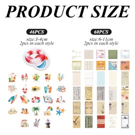 OVDGWC 46 Summer Beach Stickers, 1 Pack Material Paper, Hawaii Travel Beach, DIY Water Cup Notebook Decoration Stickers, Scrapbook Stickers