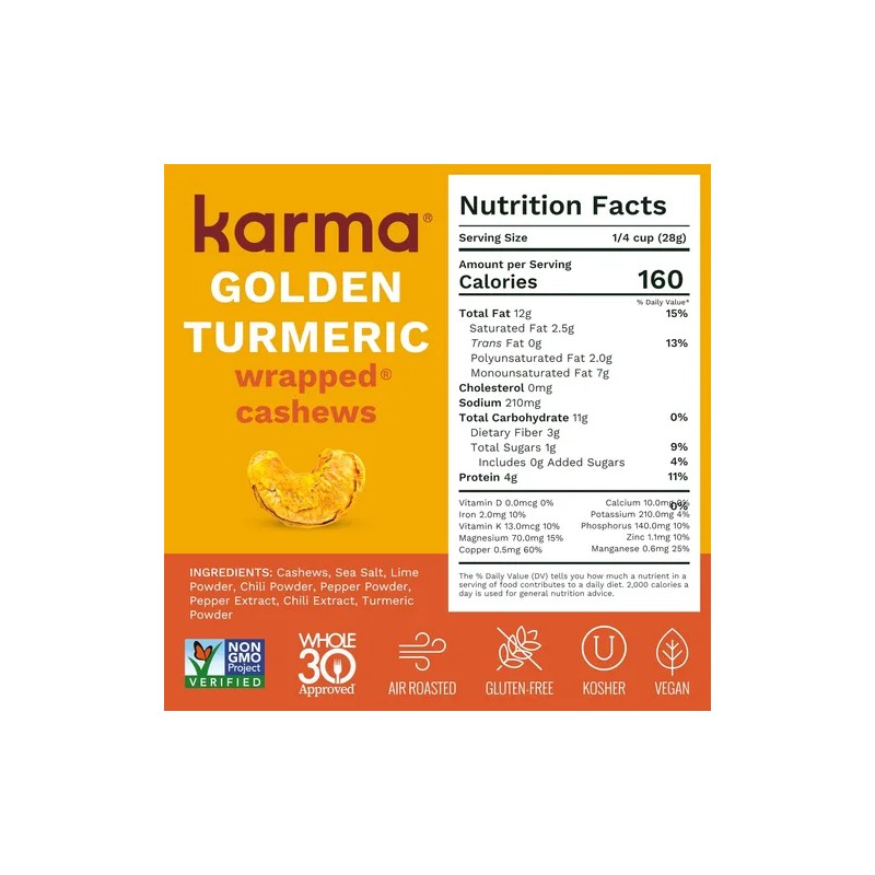 Karma Anacardos En Cúrcuma Dorada Karma Nuts, 198 G