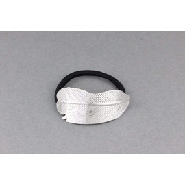 Silver leaf cuff ponytail holder genie style stretch pony tail cover metal R-649