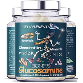 Glucosamine & Chondroitin complex – 180 High Strength Capsules – Turmeric, Ginger, Black Pepper, Rosehip, Vitamin C, Vitamins D & Vitamin K, Zinc, Manganese and Copper & Potassium for bones and joints