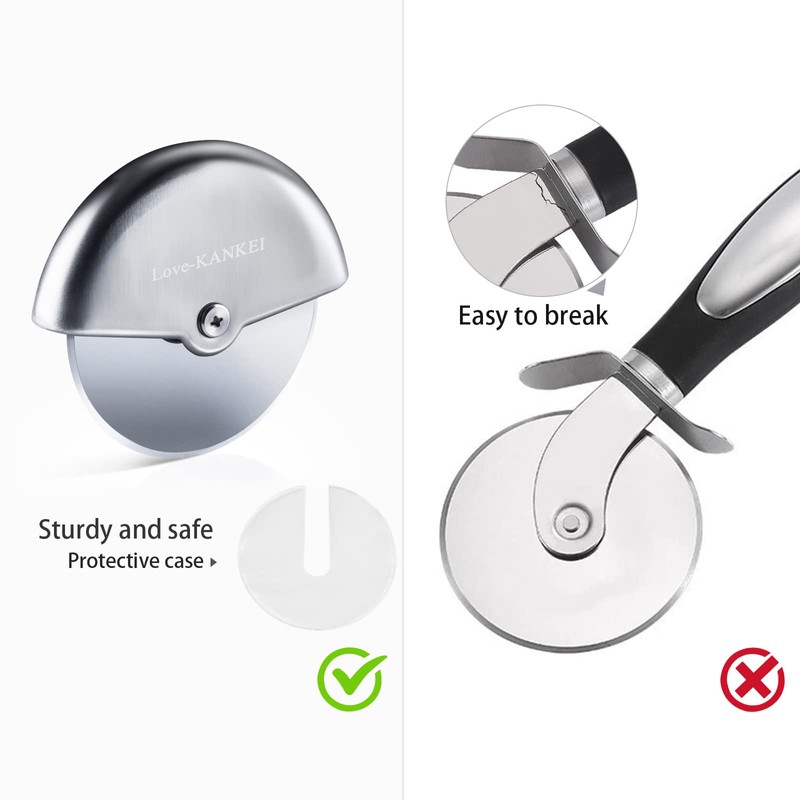 Love-KANKEI Pizza Cutter/Pizza Wheel/Pizza Slicer with Stainless Steel Comfortable Palm