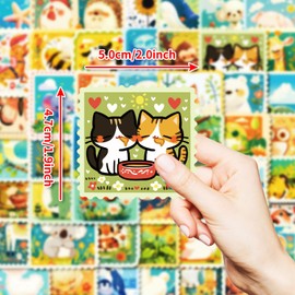 Cartoon Stamps Stickers for Laptop(50 Pcs),Gift for Kids Teens Adults Girl,Stamps Waterproof Stickers for Water Bottle,Vinyl Stickers for Scrapbook,Journal,Dairy,Skateboard
