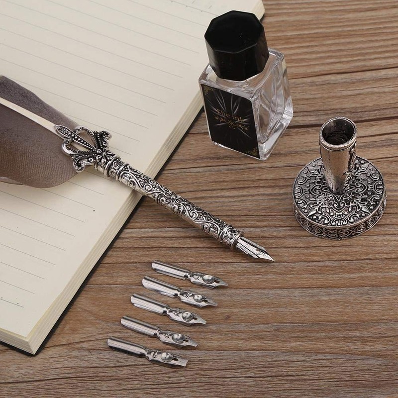 Eujgoov Quill Feather Quill Pen Set Vintage Feder Stift Tinte