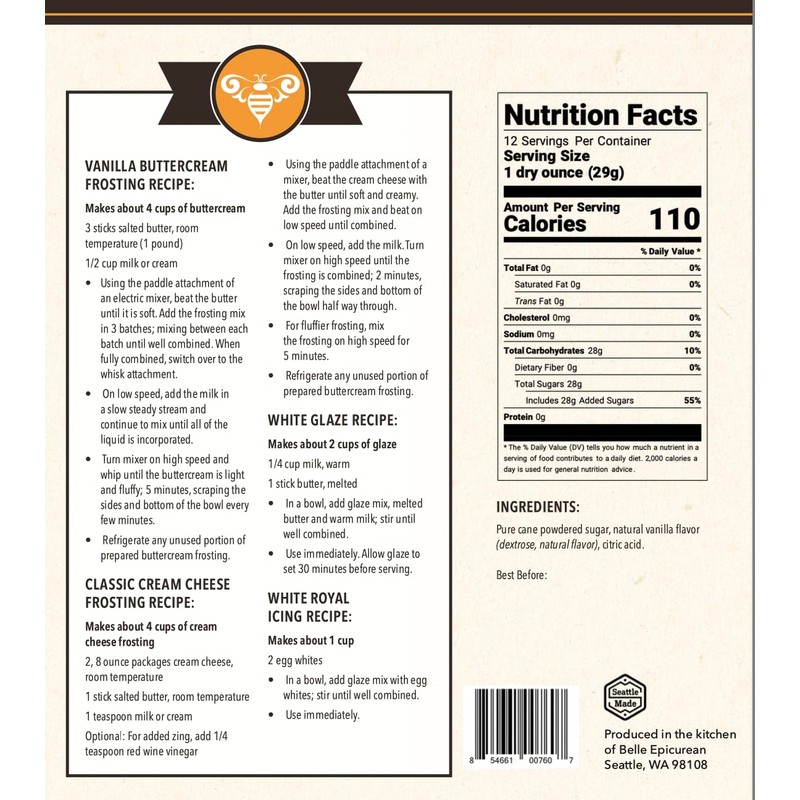 Belle Epicurean Classic Vanilla Frosting Mix