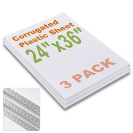 Falling in Art 24x36 Corrugated Plastic Board, 3 Pack Coroplast Plastic Sheet, 3/16 Inch Thick White Double-Sided Blank Poster Board for Indoor and Outdoor Use
