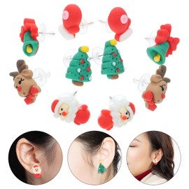 Abaodam 5pairs Christmas Earrings for Women Cute Holiday Ear Jewelry Santa Reindeer Bells Lightweight Festive Ear Decor for Teens Girls for Christmas Year More