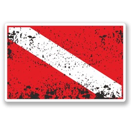 2 x 10cm Scuba Diving Flag Vinyl Sticker Decal Dive Diver Bike Laptop Sign #5422 (10cm Wide x 6.5cm Tall)