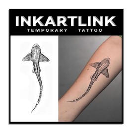 INKARTLINK Tattoo Tech, 2 Sheets Large Semi Permanent Tattoo, Adult Art Design Temporary Tattoos, Lasts 1-2 Weeks, Waterproof, Realistic Look, No Reflection (Sharks)