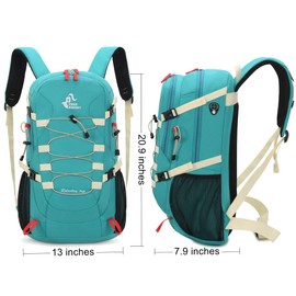 Bseash 40L Waterproof Hiking Backpack with Rain Cover, Outdoor Sport Travel Bag Daypack for Camping Climbing Skiing Cycling (Greenish-blue)