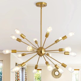 WFRDJSP Sputnik Chandeliers 18-Light, Large Modern Mid Century Ceiling Light, Adjustable Anti-Rust Light Fixture, Gold Luxury Chandelier Shades for Dining Room Hallway Foyer Bedroom and Living Room