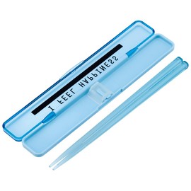 Skater ABC3AG-A Chopsticks, 7.1 inches (18 cm), Chopsticks Case Set, Antibacterial, For Adults, See-through, Blue, Made in Japan