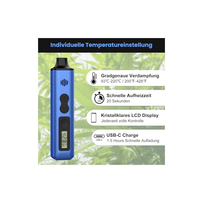 Vaporizer Herbs | MEDGRAM Precise Temperature Setting 93-220°C | LCD