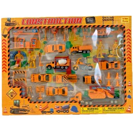 Lucky Star Diecast Construction Set w/ Map & Battery Operated DIY Race Track Toy - 2 Pack