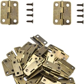 Small Jewelry Box Hinges, Mini Antique Brass Hinges, Small Hinges Wooden Box Hinges with Screw for Music Case, Dollhouse (Bronze, 21x30mm), 30pcs