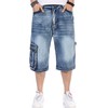 Yeokou Men's Loose Hip Hop Cropped Jeans Work Denim Shorts