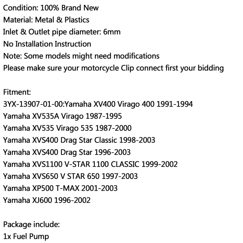 Bruce & Shark Fuel Pump Suitable for Yamaha XV400 XV535