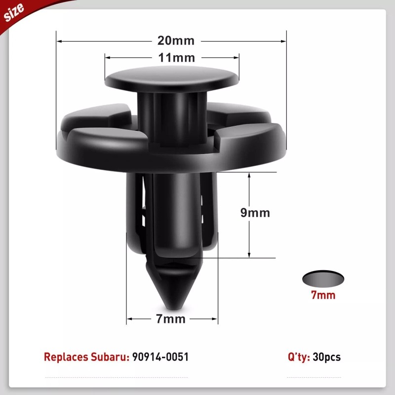 Nilight 100PCS Car Retainer Clips 7mm 8mm 10mm Nylon Push