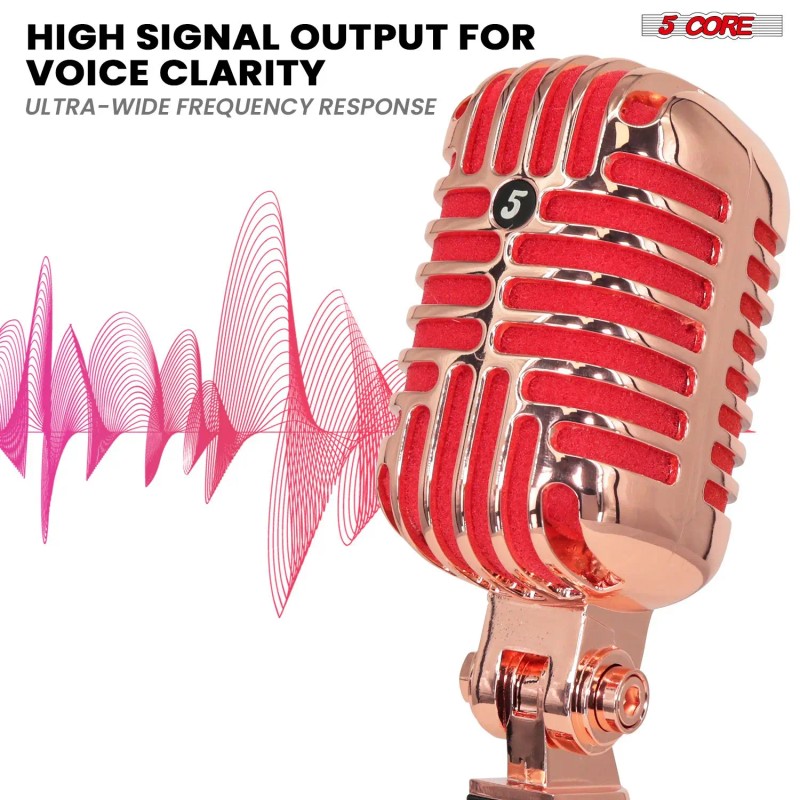 Classic Retro Dynamic Microphone Copper Metal Body XLR Input Universal