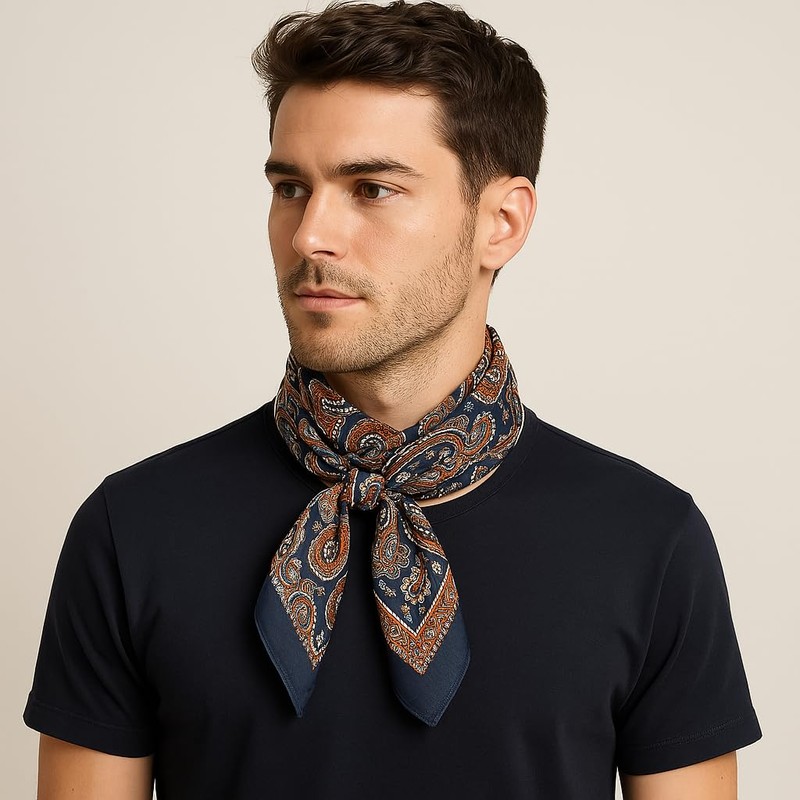 Prettystern Silk Cotton Scarf 65/65 cm Women Men Summer Spring