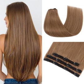 TESS Clip in Hair Extensions for Women UK 3PCS 11Clips #06 Light Brown 20 inch