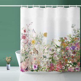 Niidder Shower Curtain, Fabric Shower Curtain Colored Flowers Shower Curtain - 72" W x 72" L with 12 Hooks for Home Hotels Shower Curtains for Bathroom, Waterproof Shower Curtain Liners